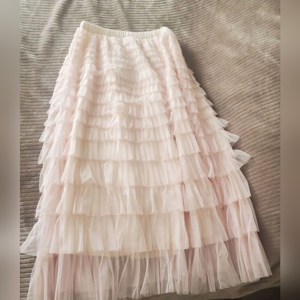 Casual Womens Solid Ball Gown Long Skirt Tulle High Waist Pleated Tutu Skirt - Picture 6 of 6